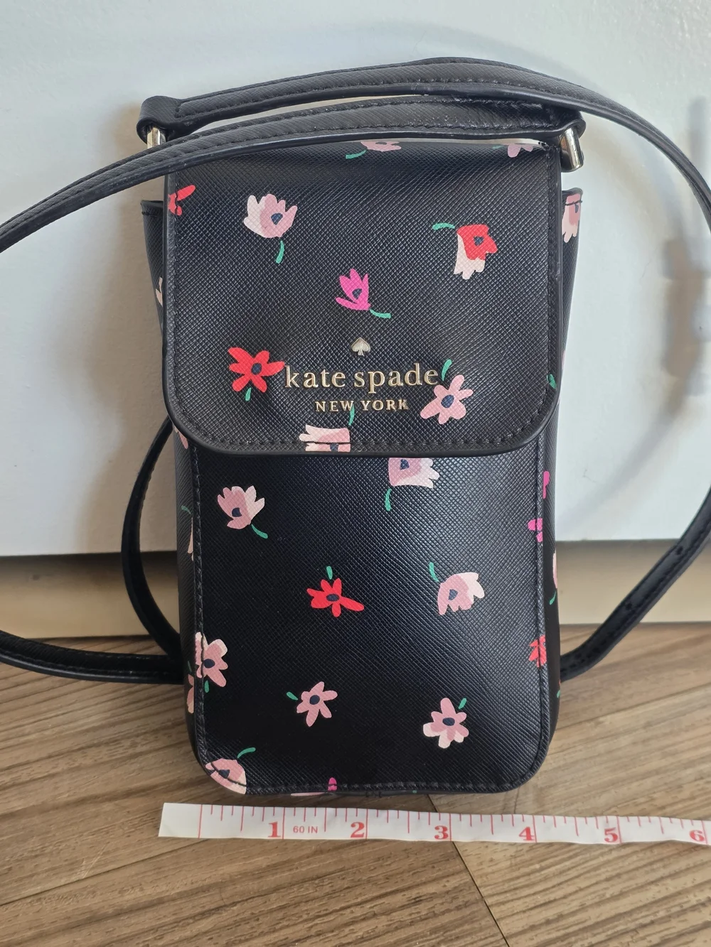 Kate Spade Black Floral Crossbody Phone Bag